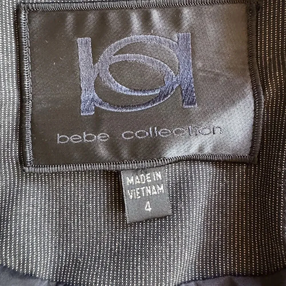 Bebe Collection Y2K Body Shape Half Zip Long Sleeve Collated Lined Grey Blazer 4